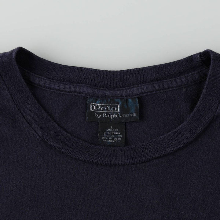 Ralph Lauren POLO by Ralph Lauren short sleeve one point logo T-shirt men's L size cotton navy blue type Vintage Second Hand