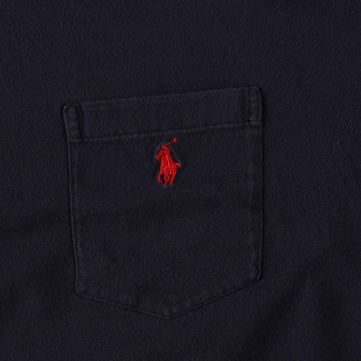 Ralph Lauren POLO by Ralph Lauren short sleeve one point logo T-shirt men's L size cotton navy blue type Vintage Second Hand