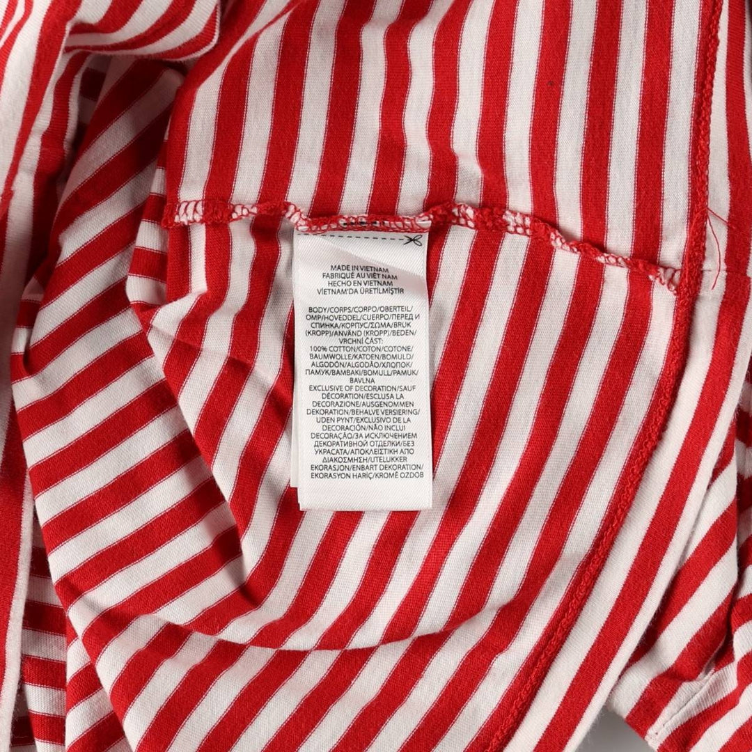 Ralph Lauren POLO RALPH LAUREN CUSTOM SLIM FIT short sleeve striped T-shirt men's XL equivalent cotton red type Vintage Second Hand