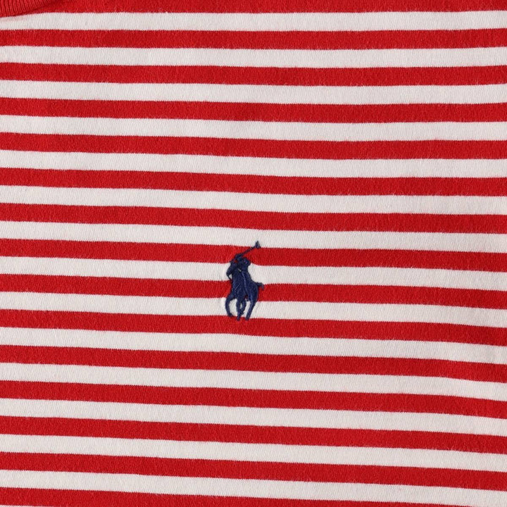 Ralph Lauren POLO RALPH LAUREN CUSTOM SLIM FIT short sleeve striped T-shirt men's XL equivalent cotton red type Vintage Second Hand