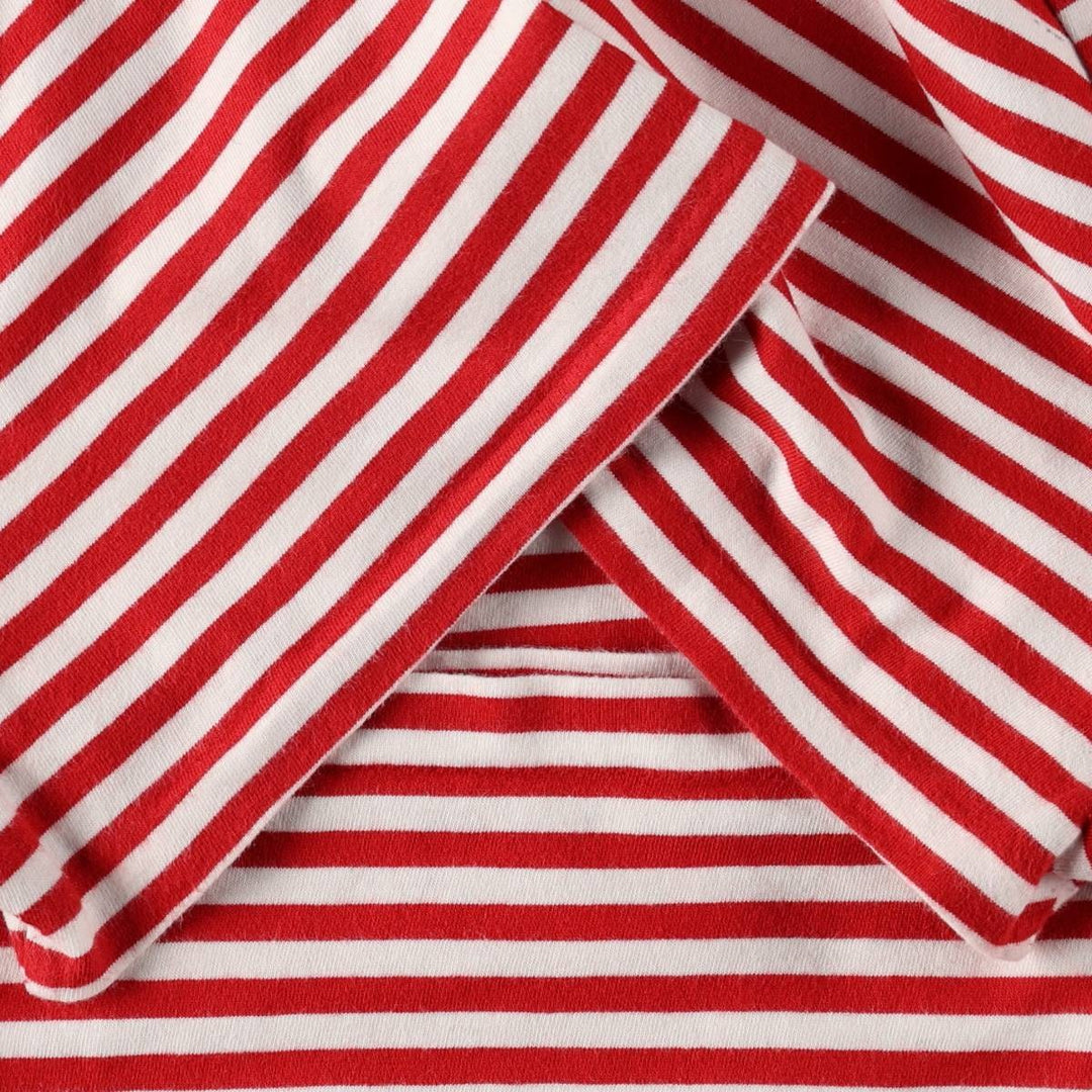 Ralph Lauren POLO RALPH LAUREN CUSTOM SLIM FIT short sleeve striped T-shirt men's XL equivalent cotton red type Vintage Second Hand