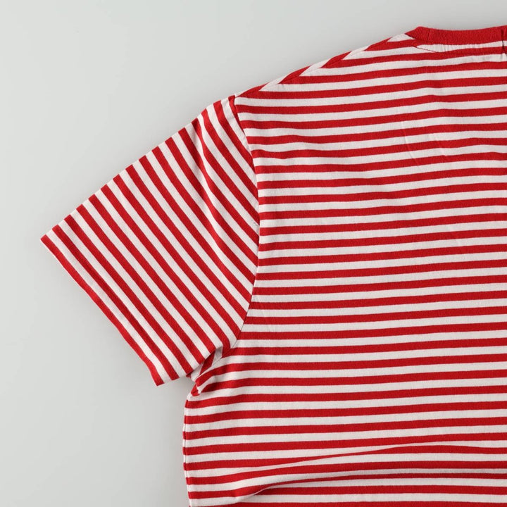 Ralph Lauren POLO RALPH LAUREN CUSTOM SLIM FIT short sleeve striped T-shirt men's XL equivalent cotton red type Vintage Second Hand