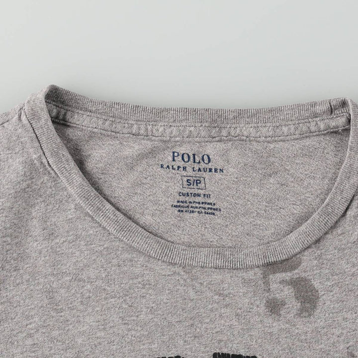 Ralph Lauren POLO RALPH LAUREN CUSTOM FIT Short-Sleeve Printed T-Shirt, Men's Size S (approx.) cotton gray type Vintage Second Hand