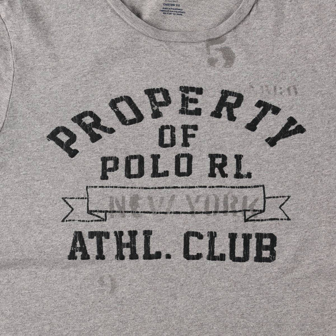 Ralph Lauren POLO RALPH LAUREN CUSTOM FIT Short-Sleeve Printed T-Shirt, Men's Size S (approx.) cotton gray type Vintage Second Hand