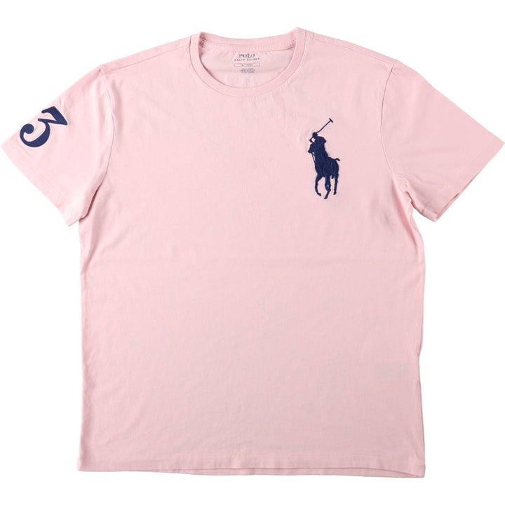 Ralph Lauren POLO RALPH LAUREN Big Pony Short-Sleeve Logo T-Shirt, Men's Size M (approx.) cotton pink type Vintage Second Hand