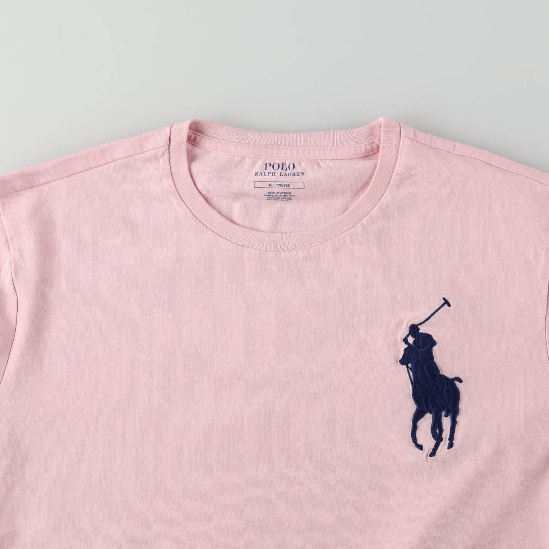Ralph Lauren POLO RALPH LAUREN Big Pony Short-Sleeve Logo T-Shirt, Men's Size M (approx.) cotton pink type Vintage Second Hand