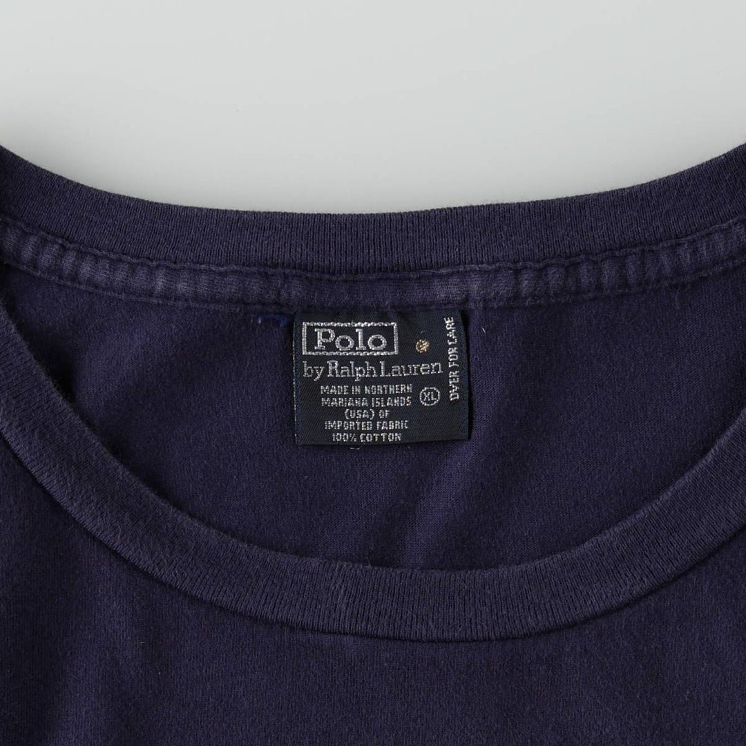 Ralph Lauren POLO by Ralph Lauren Short-Sleeve T-Shirt with One-Point Logo Pocket, Men's Size XL (approx.) cotton navy blue type Vintage Second Hand