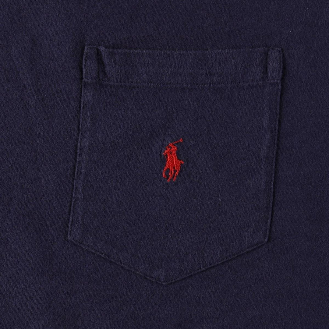 Ralph Lauren POLO by Ralph Lauren Short-Sleeve T-Shirt with One-Point Logo Pocket, Men's Size XL (approx.) cotton navy blue type Vintage Second Hand