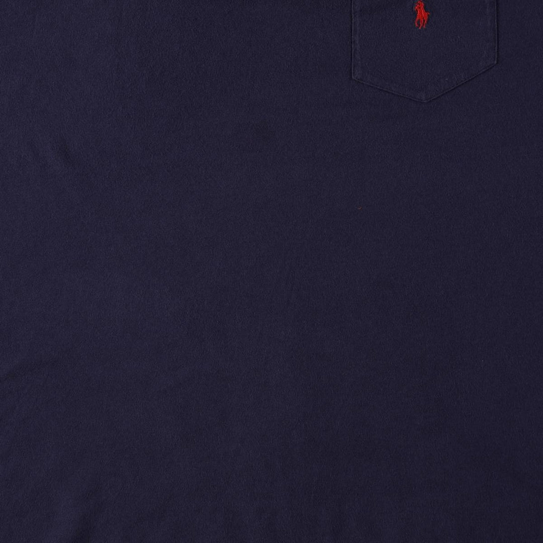 Ralph Lauren POLO by Ralph Lauren Short-Sleeve T-Shirt with One-Point Logo Pocket, Men's Size XL (approx.) cotton navy blue type Vintage Second Hand