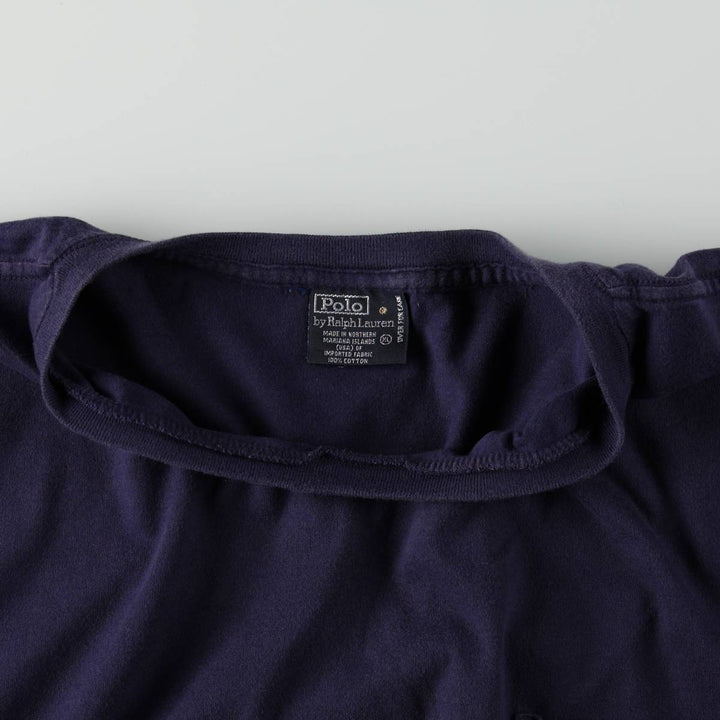 Ralph Lauren POLO by Ralph Lauren Short-Sleeve T-Shirt with One-Point Logo Pocket, Men's Size XL (approx.) cotton navy blue type Vintage Second Hand