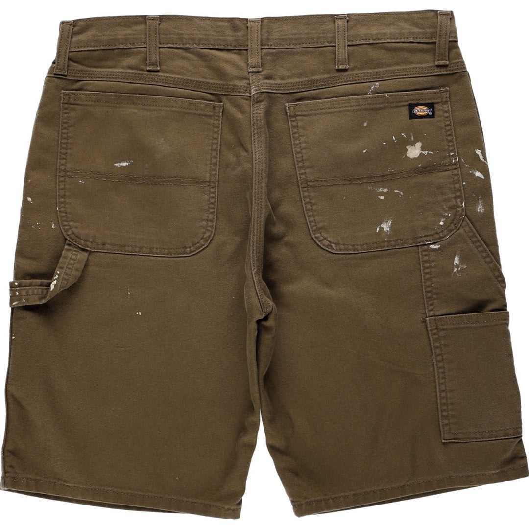 Dickies FLEX REGULAR Painted Duck Canvas Painter Shorts (Men's W36 equivalent) cotton brown type Vintage Second Hand