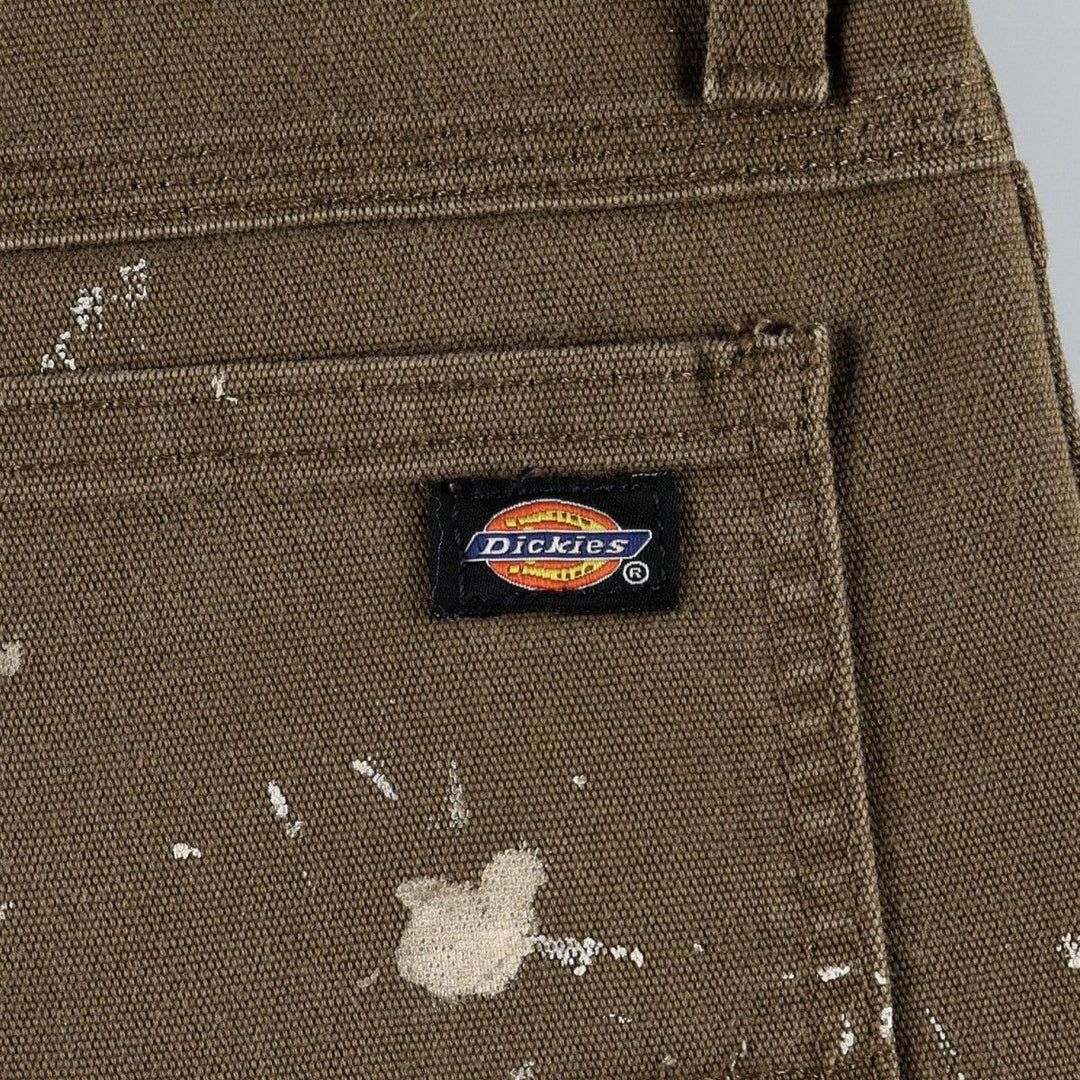 Dickies FLEX REGULAR Painted Duck Canvas Painter Shorts (Men's W36 equivalent) cotton brown type Vintage Second Hand