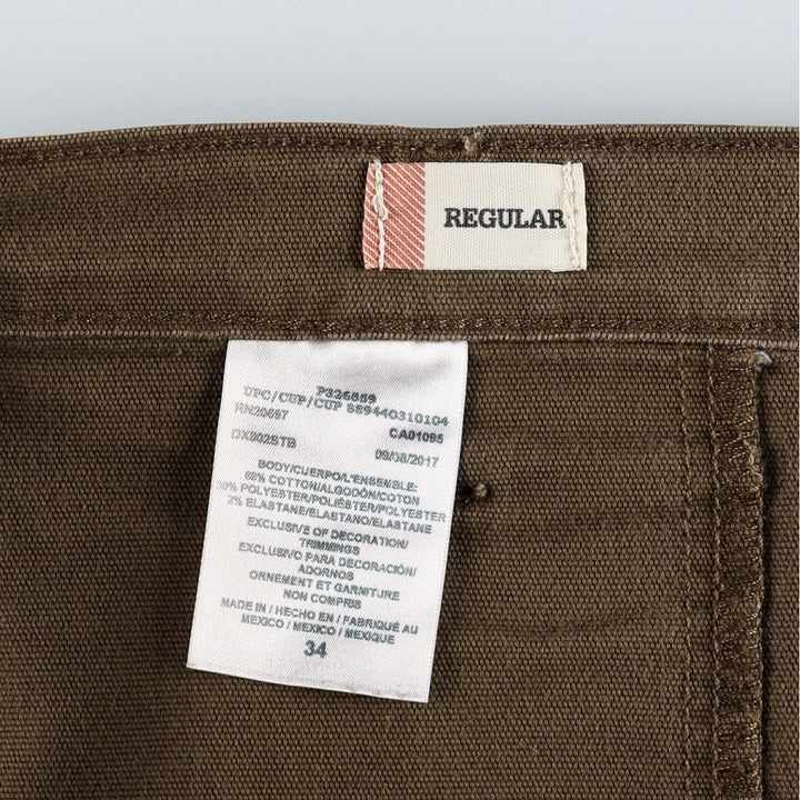 Dickies FLEX REGULAR Painted Duck Canvas Painter Shorts (Men's W36 equivalent) cotton brown type Vintage Second Hand