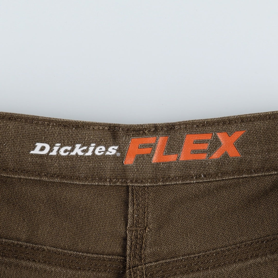 Dickies FLEX REGULAR Painted Duck Canvas Painter Shorts (Men's W36 equivalent) cotton brown type Vintage Second Hand