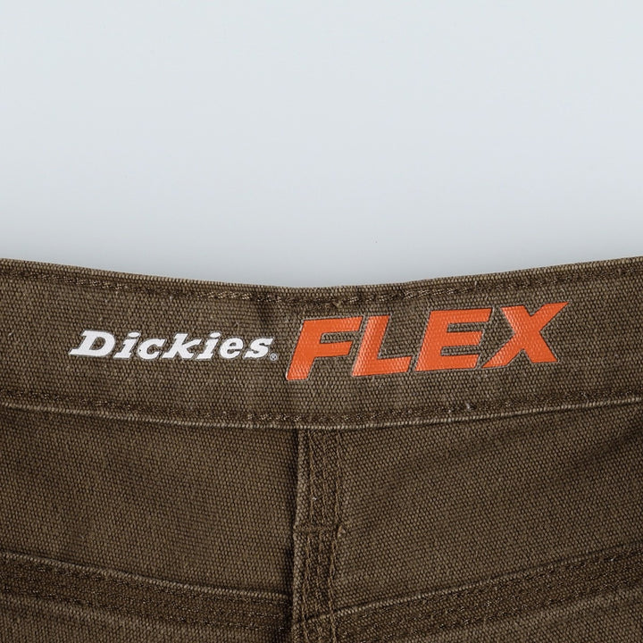 Dickies FLEX REGULAR Painted Duck Canvas Painter Shorts (Men's W36 equivalent) cotton brown type Vintage Second Hand