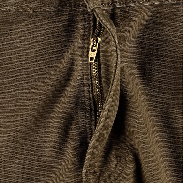 Dickies FLEX REGULAR Painted Duck Canvas Painter Shorts (Men's W36 equivalent) cotton brown type Vintage Second Hand