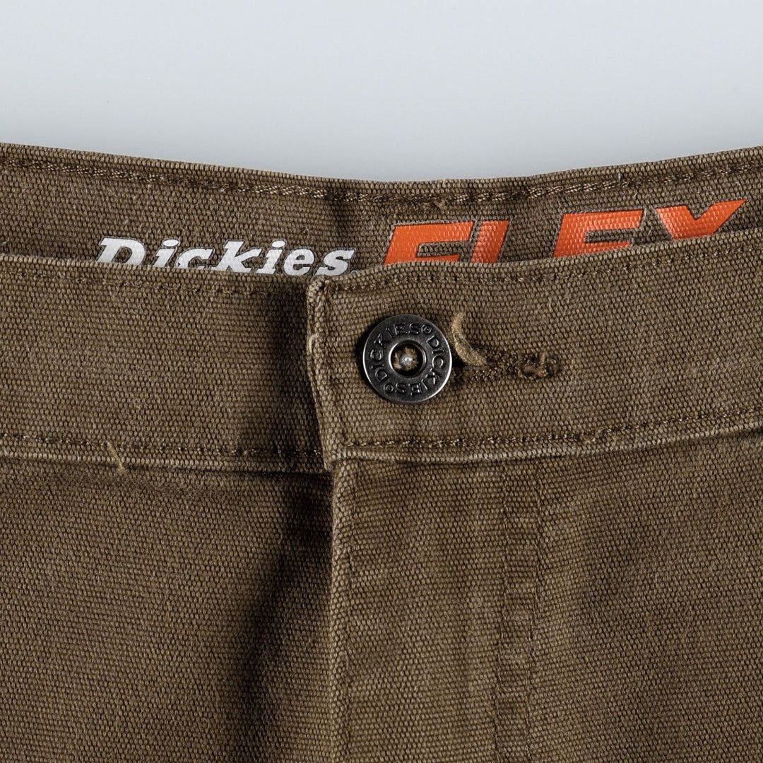Dickies FLEX REGULAR Painted Duck Canvas Painter Shorts (Men's W36 equivalent) cotton brown type Vintage Second Hand