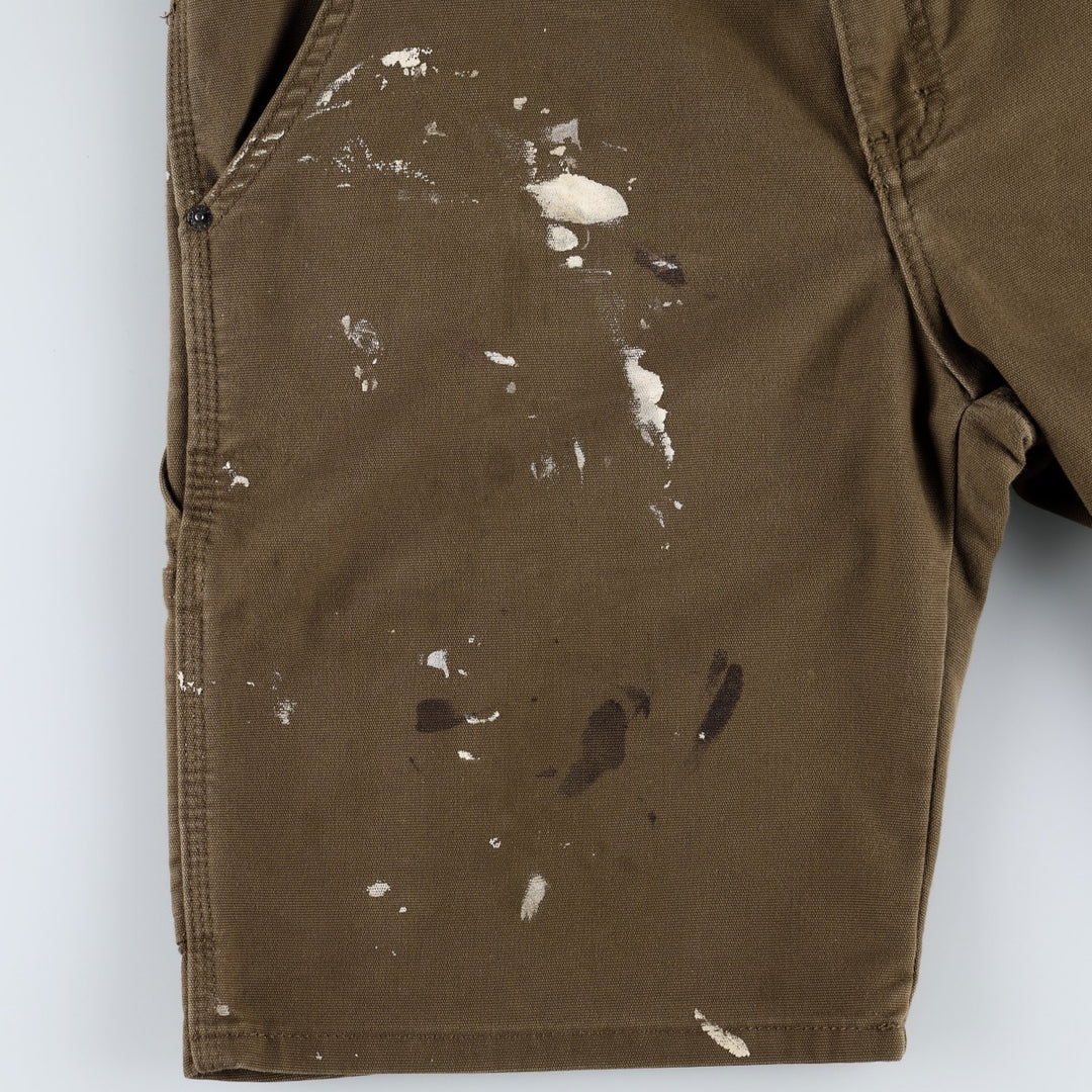 Dickies FLEX REGULAR Painted Duck Canvas Painter Shorts (Men's W36 equivalent) cotton brown type Vintage Second Hand