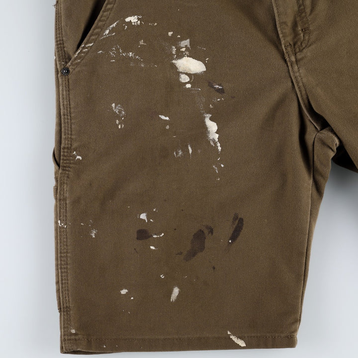 Dickies FLEX REGULAR Painted Duck Canvas Painter Shorts (Men's W36 equivalent) cotton brown type Vintage Second Hand