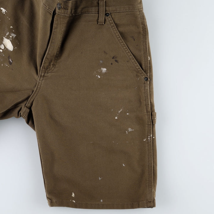 Dickies FLEX REGULAR Painted Duck Canvas Painter Shorts (Men's W36 equivalent) cotton brown type Vintage Second Hand