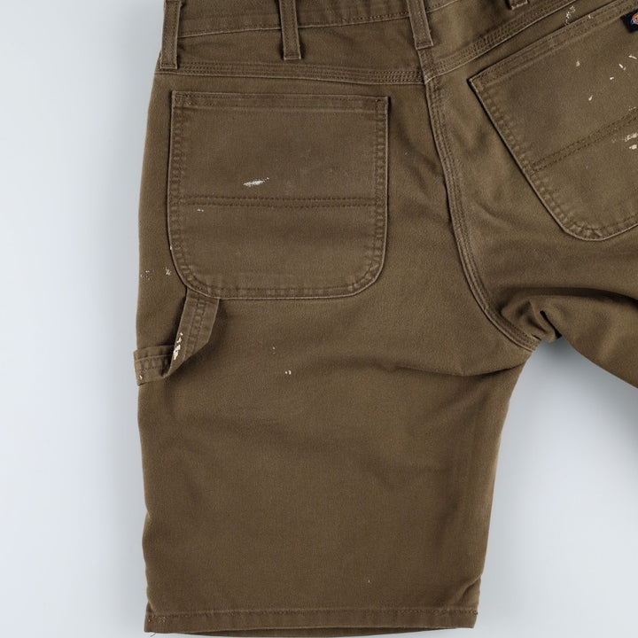 Dickies FLEX REGULAR Painted Duck Canvas Painter Shorts (Men's W36 equivalent) cotton brown type Vintage Second Hand
