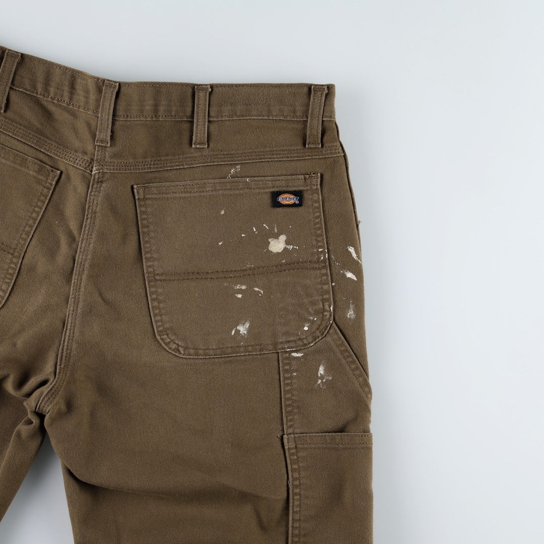 Dickies FLEX REGULAR Painted Duck Canvas Painter Shorts (Men's W36 equivalent) cotton brown type Vintage Second Hand