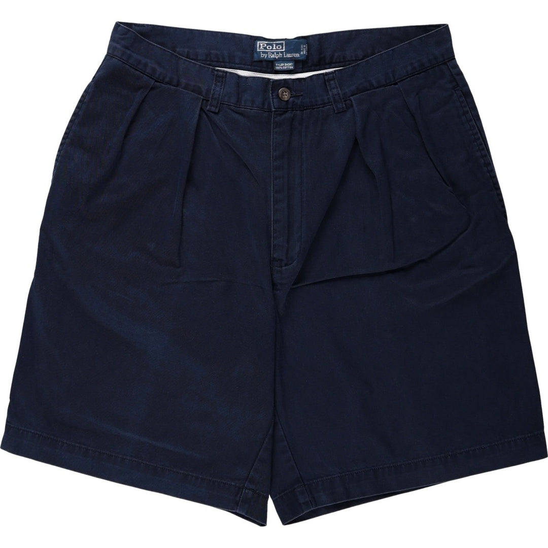 Ralph Lauren POLO by Ralph Lauren TYLER SHORT Two-pleat chino shorts, short pants, men's size W34 cotton navy blue type Vintage Second Hand
