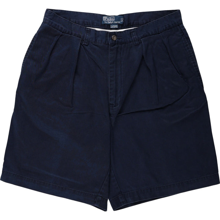 Ralph Lauren POLO by Ralph Lauren TYLER SHORT Two-pleat chino shorts, short pants, men's size W34 cotton navy blue type Vintage Second Hand