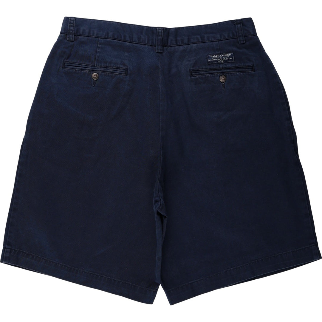 Ralph Lauren POLO by Ralph Lauren TYLER SHORT Two-pleat chino shorts, short pants, men's size W34 cotton navy blue type Vintage Second Hand