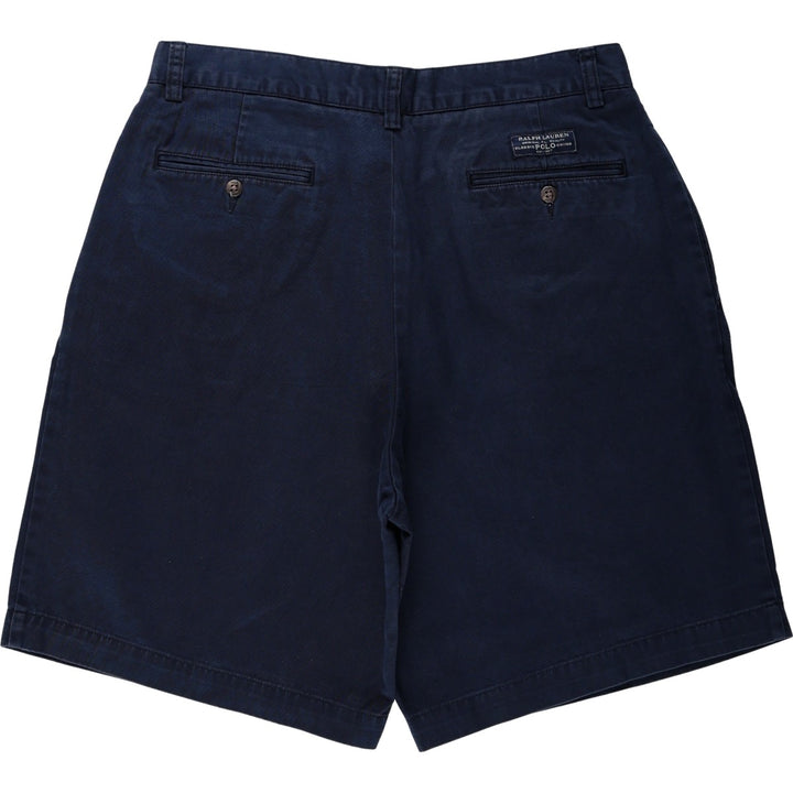 Ralph Lauren POLO by Ralph Lauren TYLER SHORT Two-pleat chino shorts, short pants, men's size W34 cotton navy blue type Vintage Second Hand