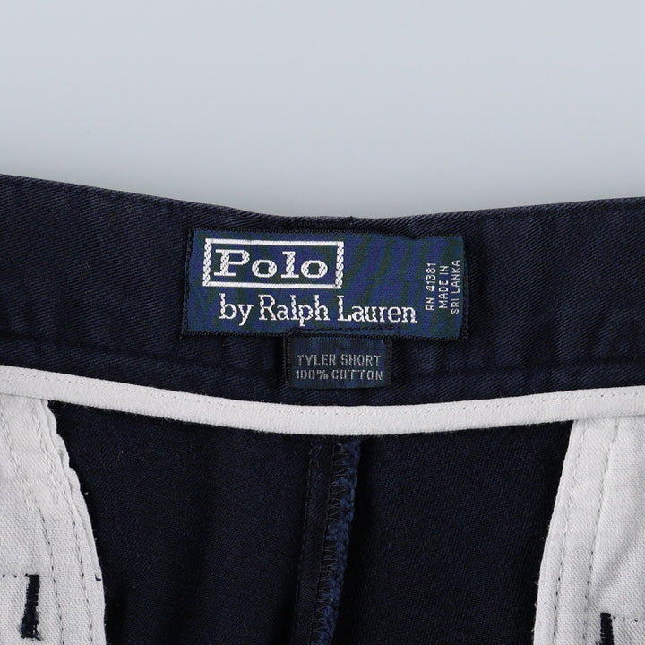 Ralph Lauren POLO by Ralph Lauren TYLER SHORT Two-pleat chino shorts, short pants, men's size W34 cotton navy blue type Vintage Second Hand