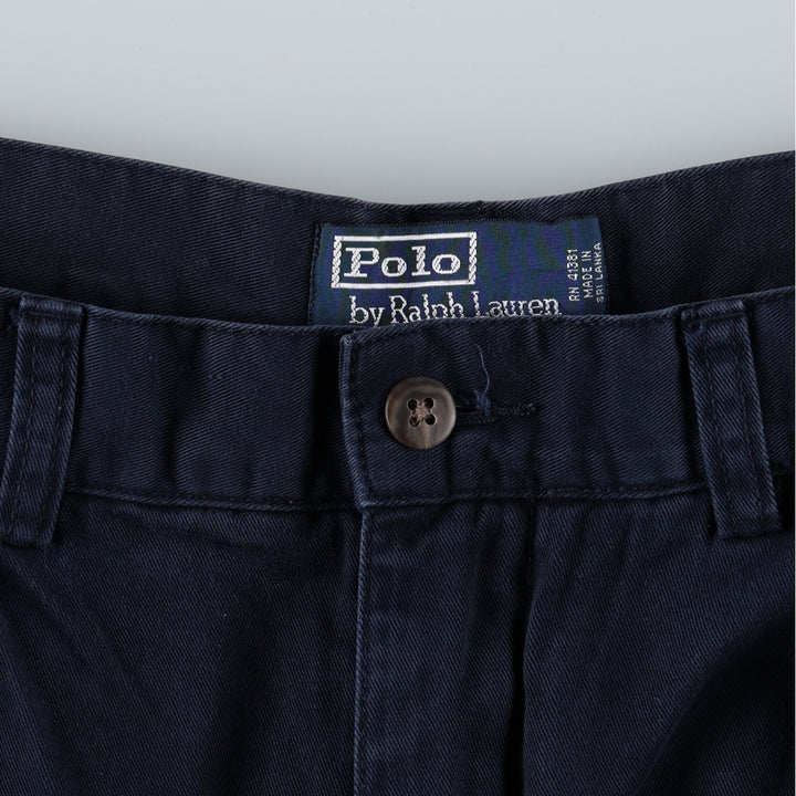 Ralph Lauren POLO by Ralph Lauren TYLER SHORT Two-pleat chino shorts, short pants, men's size W34 cotton navy blue type Vintage Second Hand