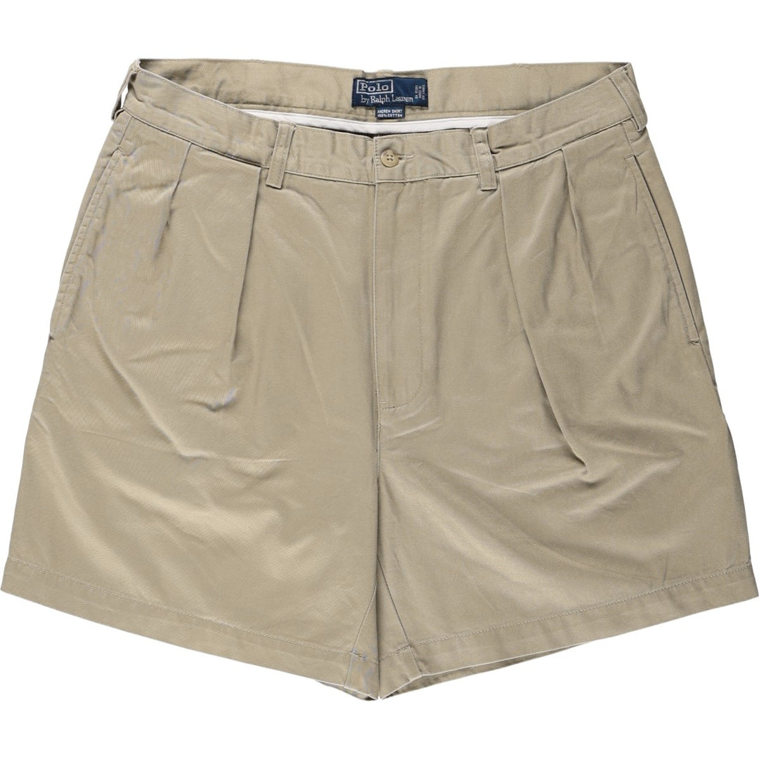 Ralph Lauren POLO by Ralph Lauren ANDREW SHORT Two-pleat chino shorts, short pants, men's size W35 cotton Beige type Vintage Second Hand