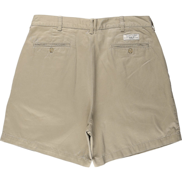 Ralph Lauren POLO by Ralph Lauren ANDREW SHORT Two-pleat chino shorts, short pants, men's size W35 cotton Beige type Vintage Second Hand