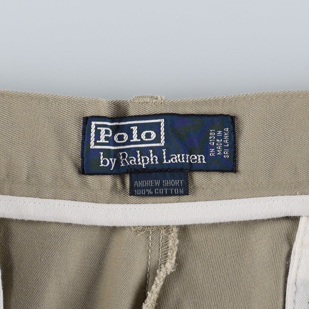 Ralph Lauren POLO by Ralph Lauren ANDREW SHORT Two-pleat chino shorts, short pants, men's size W35 cotton Beige type Vintage Second Hand
