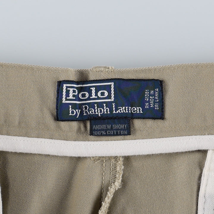 Ralph Lauren POLO by Ralph Lauren ANDREW SHORT Two-pleat chino shorts, short pants, men's size W35 cotton Beige type Vintage Second Hand