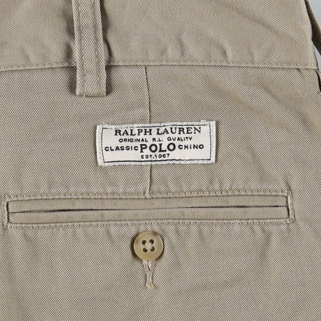 Ralph Lauren POLO by Ralph Lauren ANDREW SHORT Two-pleat chino shorts, short pants, men's size W35 cotton Beige type Vintage Second Hand