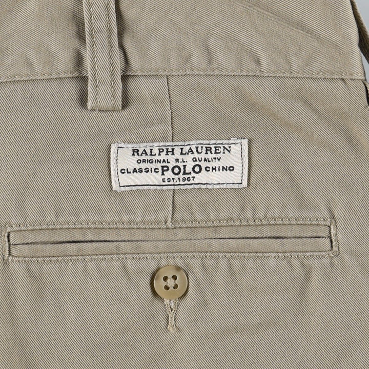 Ralph Lauren POLO by Ralph Lauren ANDREW SHORT Two-pleat chino shorts, short pants, men's size W35 cotton Beige type Vintage Second Hand