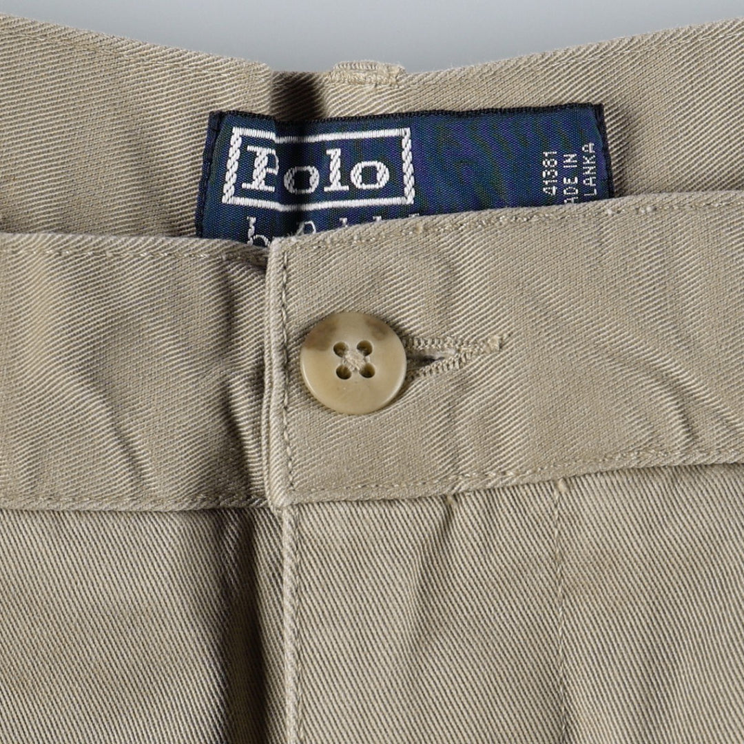 Ralph Lauren POLO by Ralph Lauren ANDREW SHORT Two-pleat chino shorts, short pants, men's size W35 cotton Beige type Vintage Second Hand