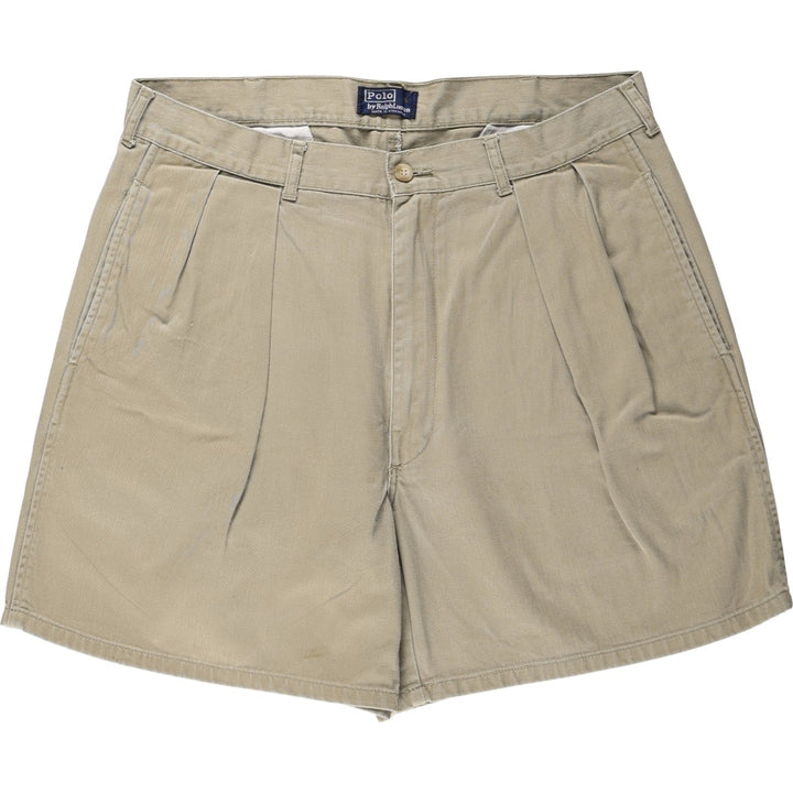 Ralph Lauren POLO by Ralph Lauren Two-pleat Chino Shorts, Men's Size W34 cotton Beige type Vintage Second Hand