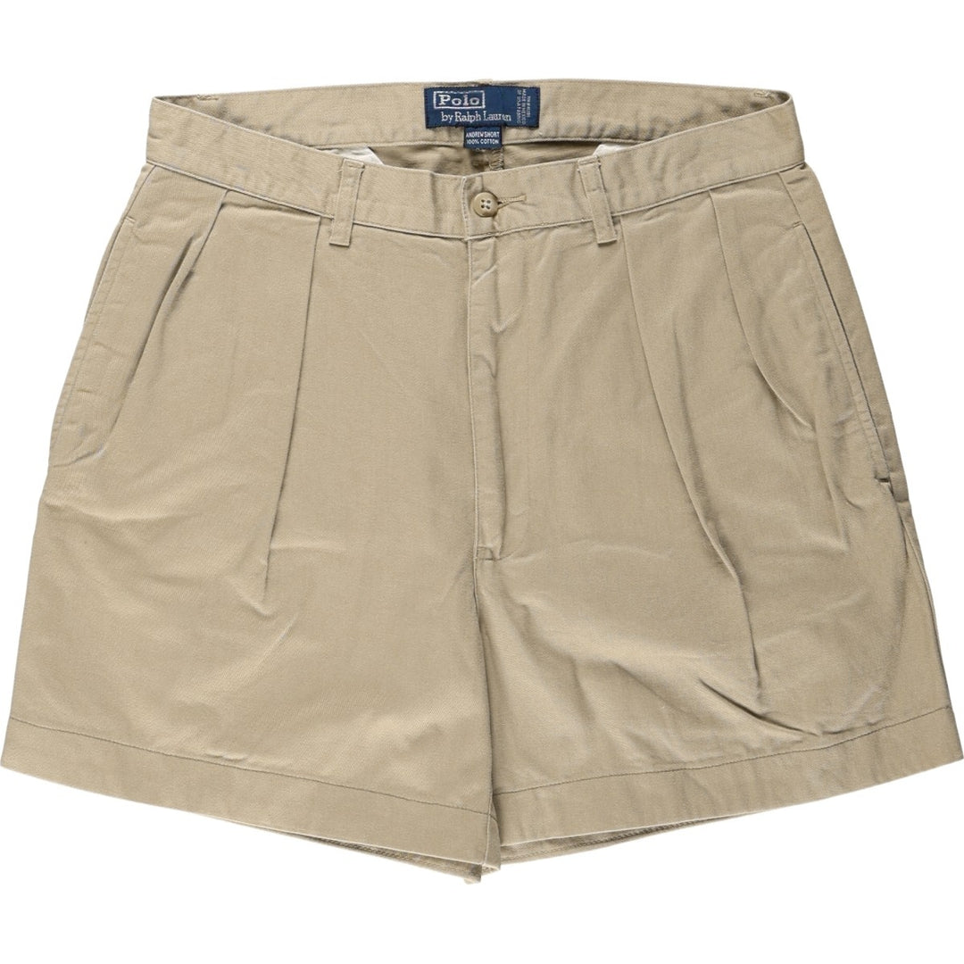 Ralph Lauren POLO by Ralph Lauren ANDREW SHORT Two-pleat chino shorts, short pants, men's size W31 cotton Beige type Vintage Second Hand