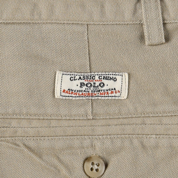 Ralph Lauren POLO by Ralph Lauren ANDREW SHORT Two-pleat chino shorts, short pants, men's size W31 cotton Beige type Vintage Second Hand