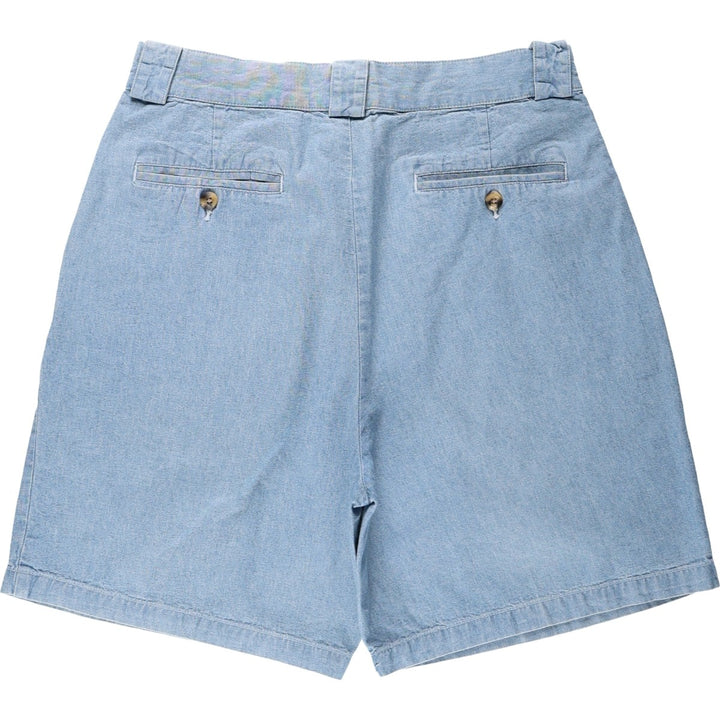 1990'S Tommy Hilfiger Two-Pleat Cotton Shorts, Men's Size W31 (approx.), Vintage cotton Blue type light blue Vintage Second Hand