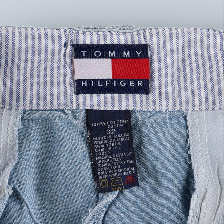 1990'S Tommy Hilfiger Two-Pleat Cotton Shorts, Men's Size W31 (approx.), Vintage cotton Blue type light blue Vintage Second Hand
