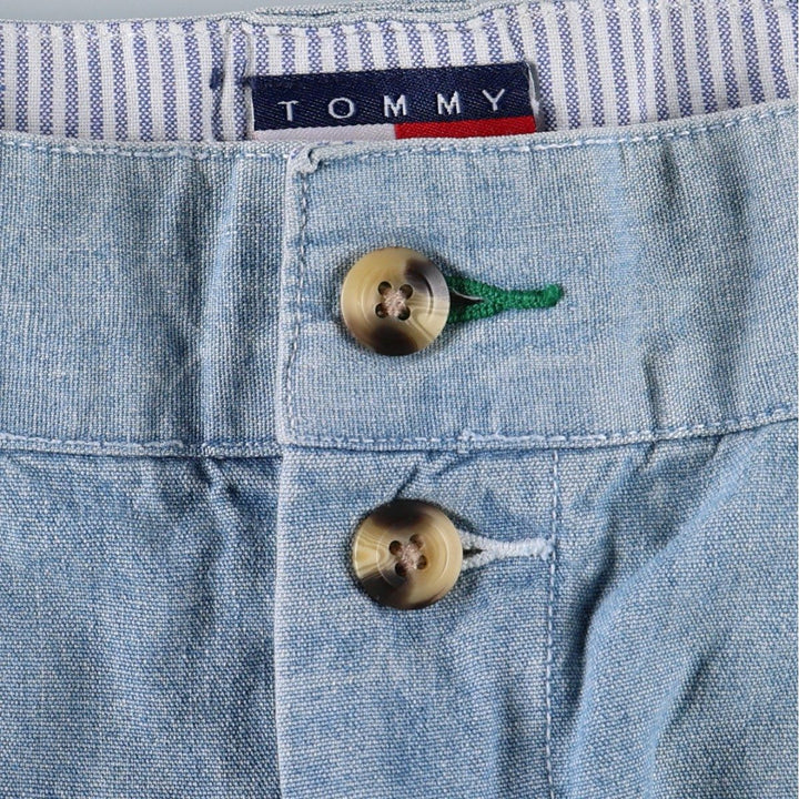 1990'S Tommy Hilfiger Two-Pleat Cotton Shorts, Men's Size W31 (approx.), Vintage cotton Blue type light blue Vintage Second Hand