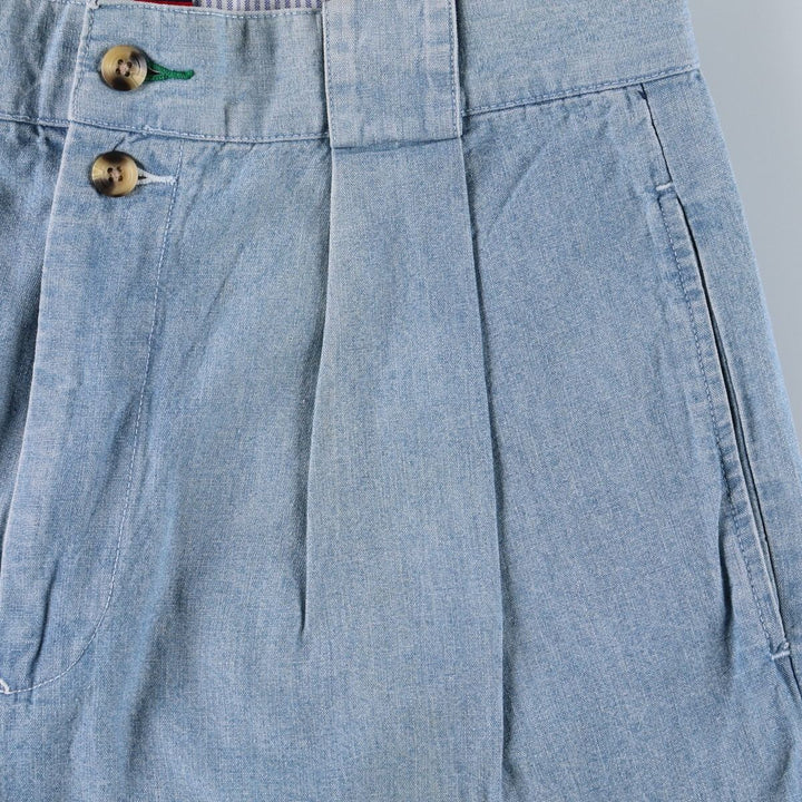 1990'S Tommy Hilfiger Two-Pleat Cotton Shorts, Men's Size W31 (approx.), Vintage cotton Blue type light blue Vintage Second Hand