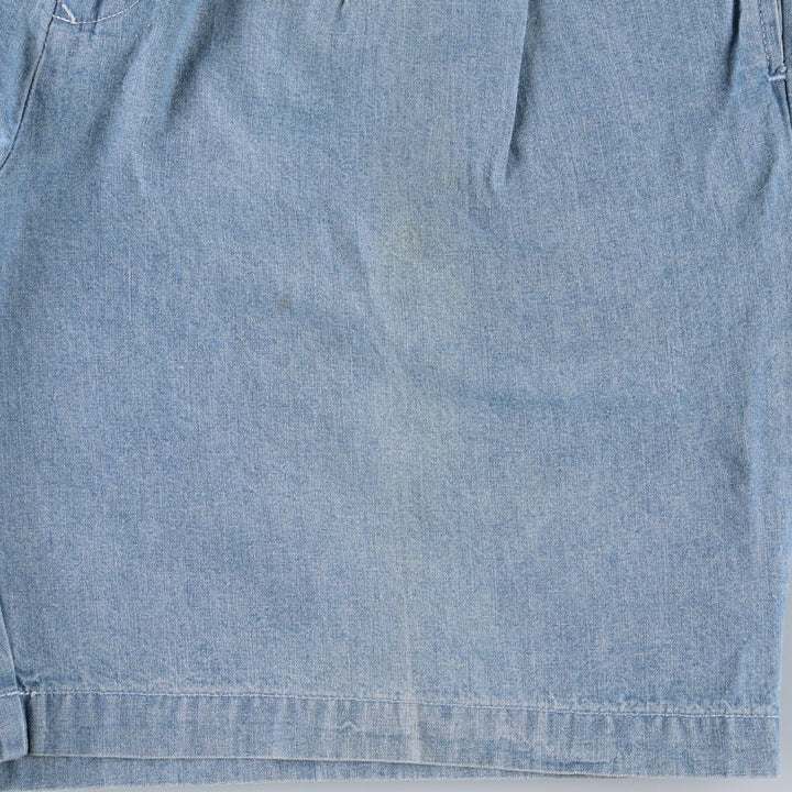 1990'S Tommy Hilfiger Two-Pleat Cotton Shorts, Men's Size W31 (approx.), Vintage cotton Blue type light blue Vintage Second Hand