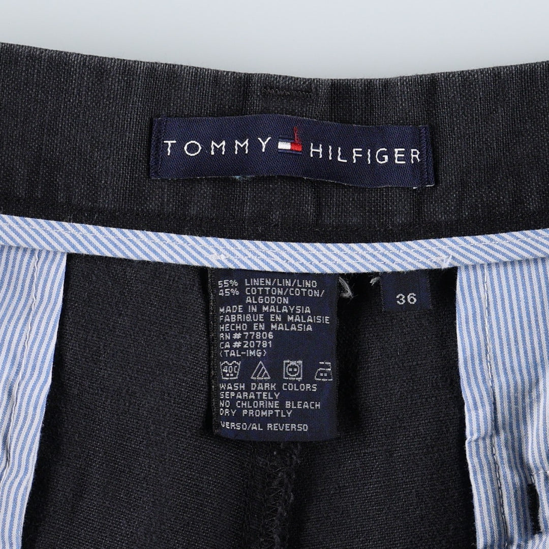 Tommy Hilfiger two-pleat cotton x linen shorts, men's size W37 (approx.) linen navy blue type Vintage Second Hand