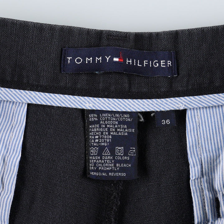 Tommy Hilfiger two-pleat cotton x linen shorts, men's size W37 (approx.) linen navy blue type Vintage Second Hand