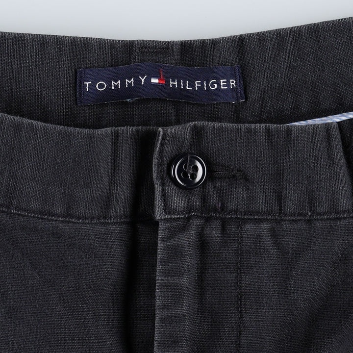 Tommy Hilfiger two-pleat cotton x linen shorts, men's size W37 (approx.) linen navy blue type Vintage Second Hand